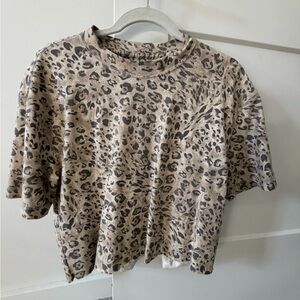 Hollister Tan and Black Leopard Print Boxy Crop Top